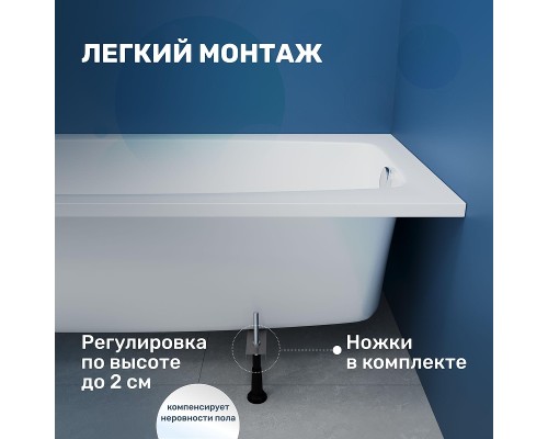 Акриловая ванна Vincea 170х75 VBT-2S170-LG цвет Белый