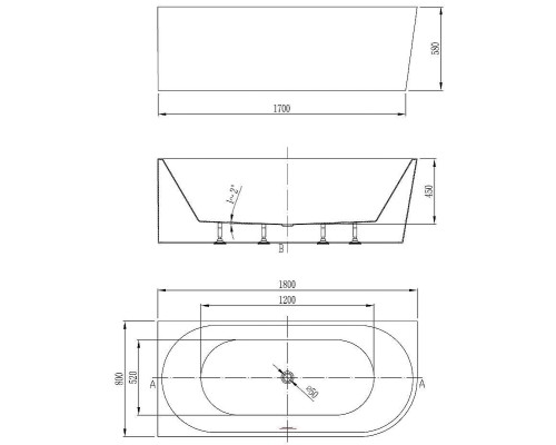 Акриловая ванна Vincea 180х80 VBT-402-1800L цвет Белый