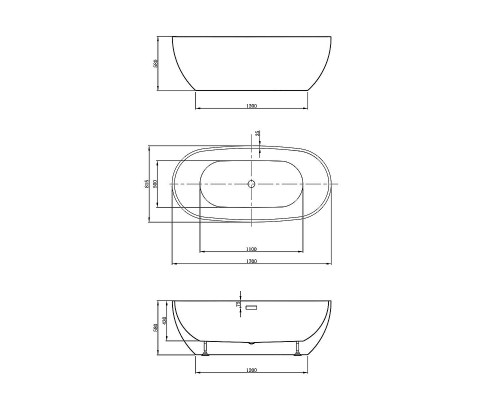 Акриловая ванна Vincea 170х80 VBT-408-1700MW цвет Белый матовый