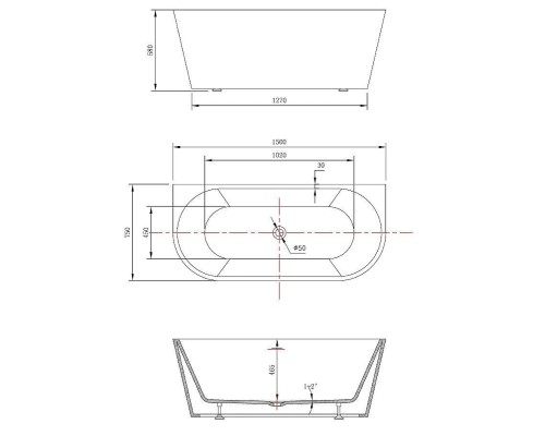 Акриловая ванна Vincea 150х75 VBT-421-1500 цвет Белый