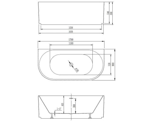 Акриловая ванна Vincea 170х80 VBT-427-1700 цвет Белый