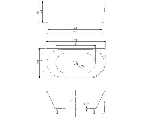 Акриловая ванна Vincea 170х80 VBT-428-1700L цвет Белый