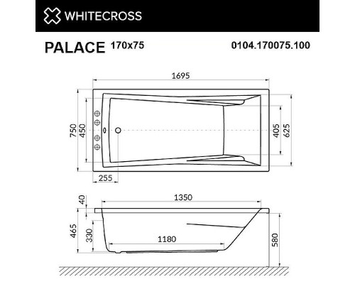Акриловая ванна Whitecross Palace 170x75 0104.170075.100.SOFT.WH с гидромассажем