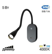 Citilux Рио CL704381N LED Светильник гибкий с USB Чёрный