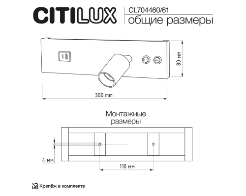 Citilux Декарт CL704461 LED USB Светильник с выключателем Чёрный