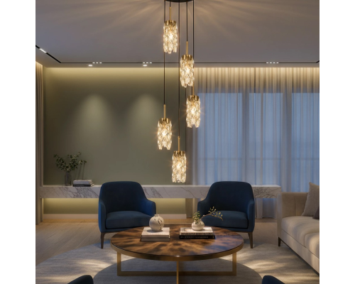 Citilux RONIN CL326015 Подвесной каскадный хрустальный светильник