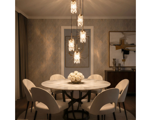 Citilux RONIN CL326015 Подвесной каскадный хрустальный светильник