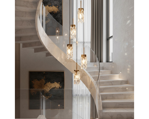 Citilux RONIN CL326015 Подвесной каскадный хрустальный светильник