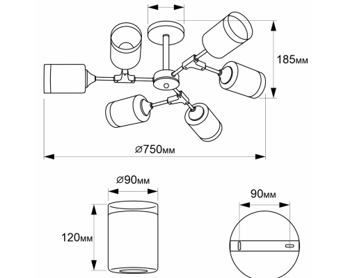 Citilux Эрик CL136165 Люстра потолочная Чёрная