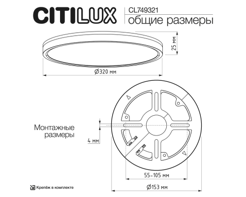 Citilux NORMA CL749321 LED RGB Светильник с пультом Чёрный