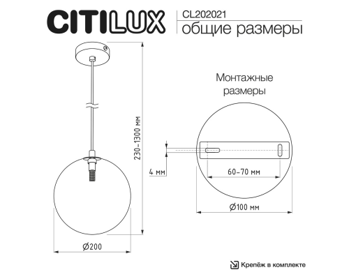 Citilux ORTON CL202021 Подвесной светильник Дымчатый