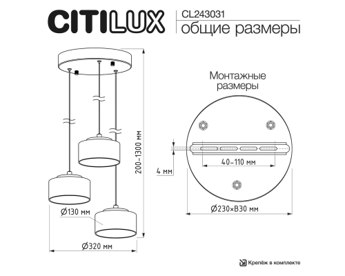 Citilux ESPACE CL243031 Подвесной светильник