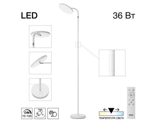 Citilux SOLO CL804060 LED Торшер с пультом Белый