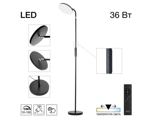 Citilux SOLO CL804061 LED Торшер с пультом Чёрный