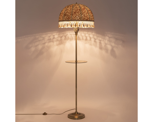 Citilux Базель CL407935T Торшер бронза со столиком и абажуром Вышивка