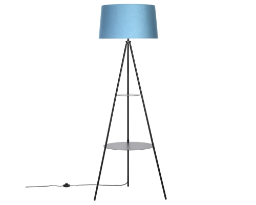 Citilux Рейнер CL806023 Торшер чёрный со столиком и синим абажуром