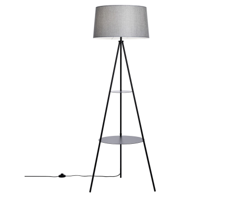 Citilux Рейнер CL806022 Торшер чёрный со столиком и серым абажуром