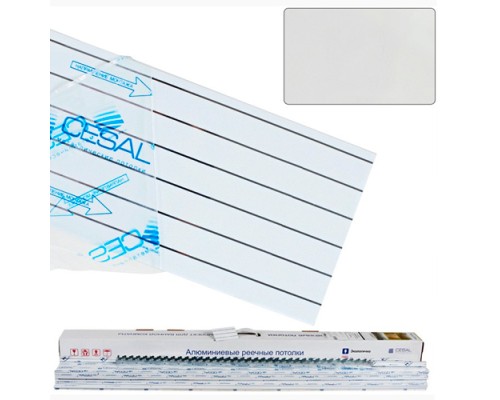 Подвесной реечный потолок (комплект) Cesal S150 для ванной комнаты жемчужно-белый